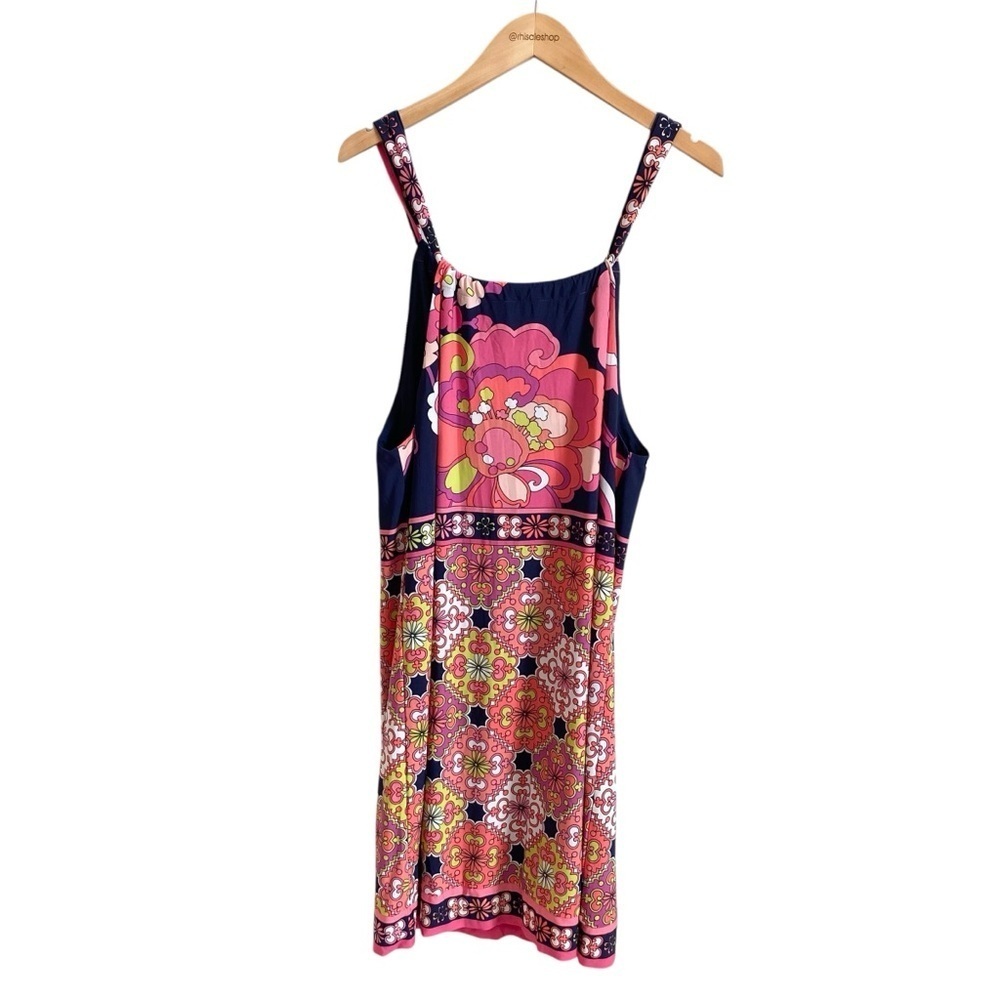 Trina Turk Colorful Vacaciones Printed Halter Dress Size 8 Vacation Swing Dress - Picture 2 of 5